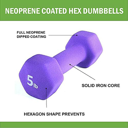 Neoprene Coated Dumbbell Hand Weight Set - style: 12-Pound, Set of 2