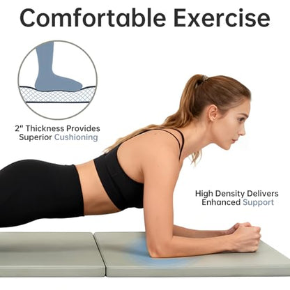 Foldable Yoga Mat, 2 Inches Extra Thick Non-Slip Design Fitness Mats,Better cushioning and shock-absorbing Multi-Purpose Exercise Pilates Mat for Home Studio-72 x 24 x 2"