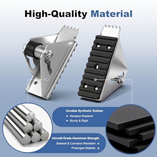 2 Pack Aluminum Anti-Skid Shoe Kit for Extension Ladders Replacement Parts, Rubber Padded Ladder Feet for Extension Ladder Accessories Compatible with D1200, D1300, D1700, D1800 - color: Black and Silver
