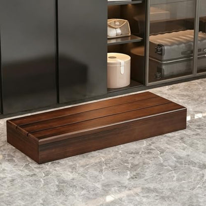 One Step Platforms Wood Walnut, 551lbs Step Stool for High Beds/Adults/Elderly, 12 14 16 Wide Anti-Slip Porch Steps No Assembly(H 6'',28x16in/70x40cm)