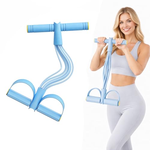 8-Tube Pedal Resistance Band with Handles, Multifunctional Pedal Resistance Band Made of Natural Rubber, Fashion Puller Exercise Equipment for Full Body Strength, Toning & Stretching - color: Blue