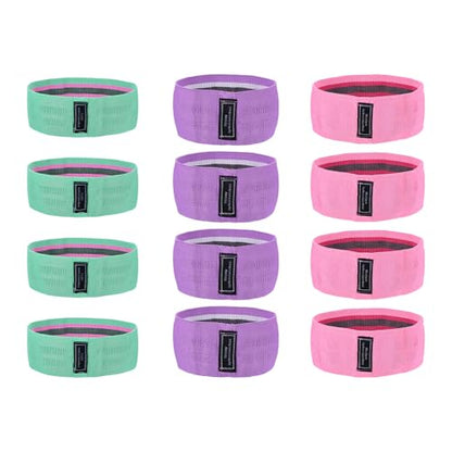 YOKIVE 12 Pcs Booty Resistance Bands, Non-Slip Workout Bands 3-Level Resistance | Great for Hip Leg and Glute Exercise, Sport, Yoga Green/Pink/Purple