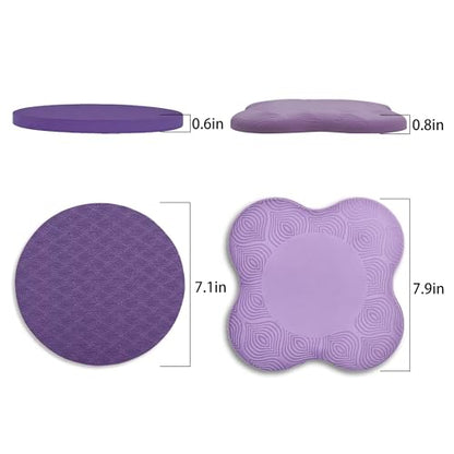 Premium Exercise Knee Support Set of 10 | Thick Foam Yoga Pilates Cushion for Women Men | Knees Elbows Wrists Hands Head Protection - color: Purple