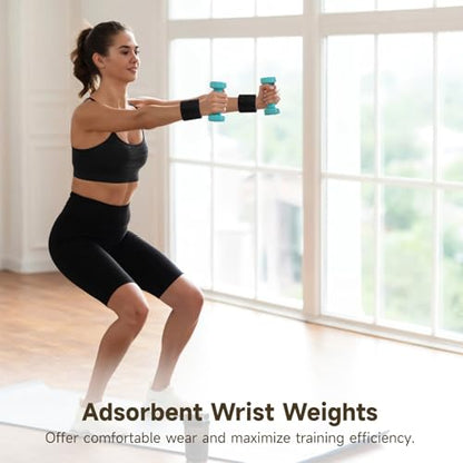 2 Pcs Wrist Weights, Adsorbent Wrist and Ankle Weights, 1.1 lbs Each, Waterproof Silicone Fitness Bands, Adjustable Arm Leg Weights, Secure Fit for Yoga, Pilates, Dance, Gym Training