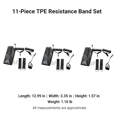 11-Piece TPE Resistance Band Set with Handles, Door Anchor & Ankle Straps for Home Gym Strength Training
