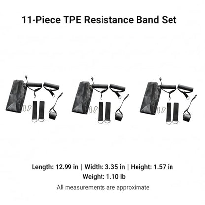 11-Piece TPE Resistance Band Set with Handles, Door Anchor & Ankle Straps for Home Gym Strength Training