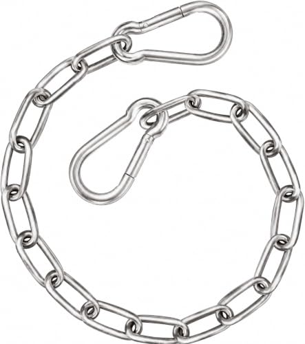 1 Pack Heavy Duty Stainless Steel Chain with 2 Carabiners 25in, 660LB Capacity Hammock Hardware Kit for Punching Bags, Swing Chairs, Indoor & Outdoor Gym (Silver) - color: Silver, size: 25in×1pcs