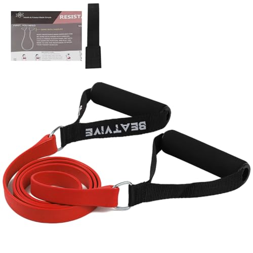 Exercise Bands with Handles, Resistance Bands with Handles, Ideal for Physical Therapy, Strength Training, Muscle Toning - Door Anchor and Starter Guide Included - color: Red-Light(10lbs)