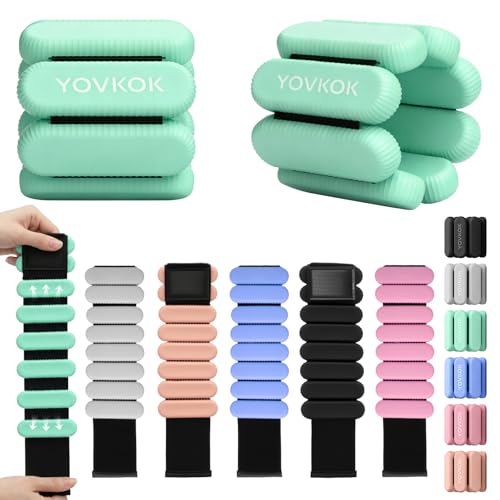 Wrist Weights, Silicone Adjustable Ankle Weights for Women Men - Strengthen Arms and Legs Ideal for for Home Gym Workout, Running, Yoga, Pilates, Barre, Exercise, Strength Training - color: Green, size: 2 lbs Pair (1lb Each)
