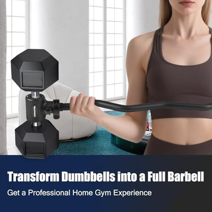 Dumbbell to Barbell Converter Bar, EZ Curl Barbell Adapter with 200LB Capacity, Adjustable Weight Bar for Home Fitness, Fits Standard 1-1.5 Inch Dumbbell Handles for Weight Lifting
