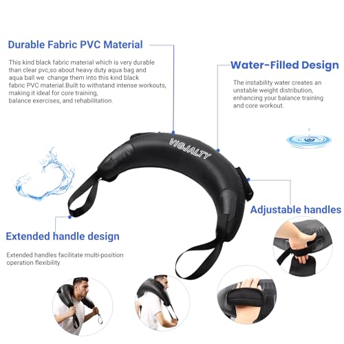 Heavy Aqua Bags-Water weight Bag 12-66Ibs - Unstable Core Water Weight Ball,Adjustable Workout Sandbag Alternative for Full Body Exercise, Portable Stability & Balance Trainer for Instability Training