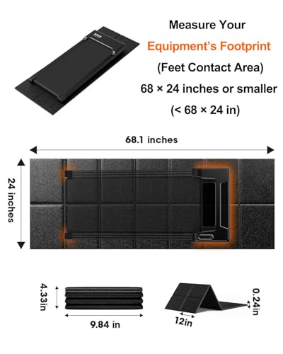 THAILE Treadmill Mat, 68" x 24" x 6mm, for Carpet & Hardwood Floors - size: 68"L x 24"W x 0.24"Th