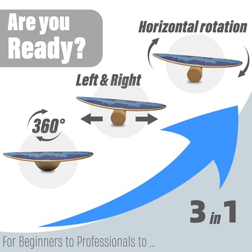 2026 NEW｜29" Surf Balance Board for Kids & Adults｜MAX. 350lbs Balance Boards with Cork Roller & Half Ball｜0.6" Wobble Board Trainer from Beginner to Advanced｜Wooden Slack Board