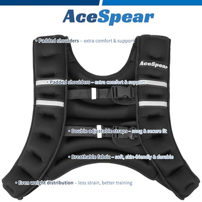 Weighted Vest for Men Women 6lbs/8lbs/10lbs/12lbs/14lbs/16lbs/18lbs Body Weight Vest with Reflective Stripe for Running Walking Jogging Fitness Strength Training Workout