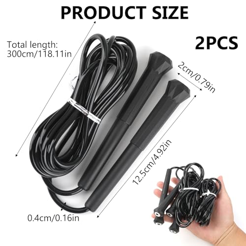 10 ft Speed Jump Rope with Handle, Adjustable Skipping Rope for Men Women, 3 oz Ultra-light Professional Fitness Boxing Cross Fit Exercises Gym Cardio Endurance Training Lovers (Black)