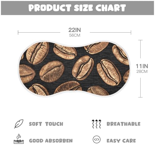 Coffee Beans Black Muslin Burp Cloths 1 Pack - Extra Large 22"x11", 4-Layer Soft Absorbent Cotton, Waterproof Backing, Baby Drool Rags for Newborn