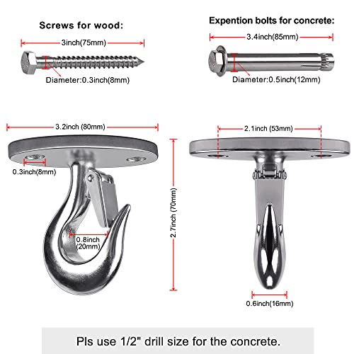 Dolibest Ceiling Anchor Mount for Yoga Swing Suspension, Resistance Band Wall Anchor, Body Weight Strength Training Systems, 2000LB Capacity, Stainless Steel,1PCS