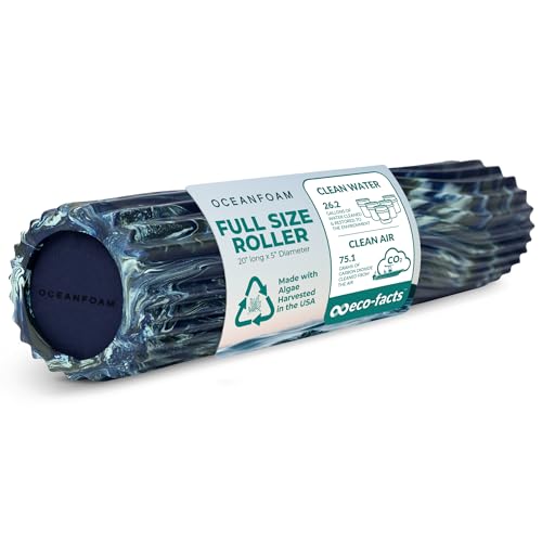 Tidal Roller - Dark Navy, Hunter & Seafoam Marbled - Muscle Massage Foam Roller for Back Pain & Stretching - Firm & Ergonomic Wide Wave Textured - Yoga & Athletics - Full Size, 20" x 5" - color: Dark Navy, Hunter & Seafoam Marbled