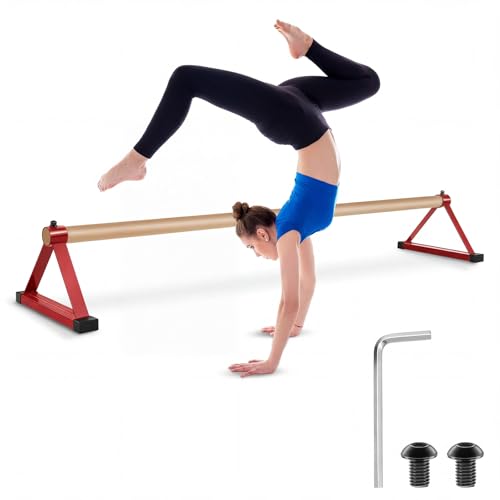 Leyndo 54” Gymnastics Pirouette Floor Bar, Handstand Trainer Bars - color: Red