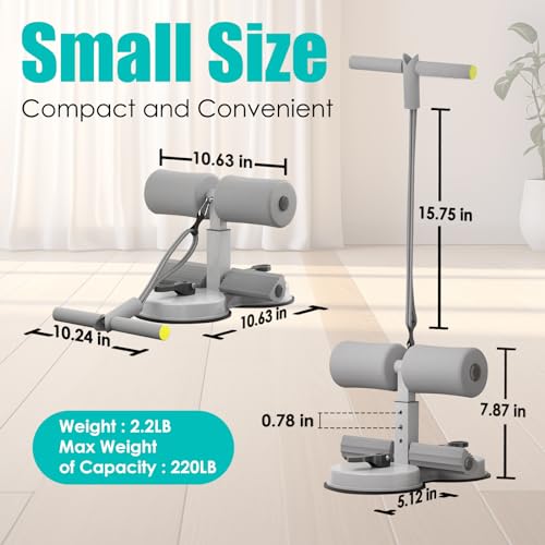 Sit Up Bar Foot Holder,Portable Sit Up Floor Holder, Sit Up Exercise Equipment,3 Level Adjustable, with 2 Strong Suction Cup and Elastic Pull Rope，for Abs Workout Aids,Feet and Leg Strength Training, Home or Office Use