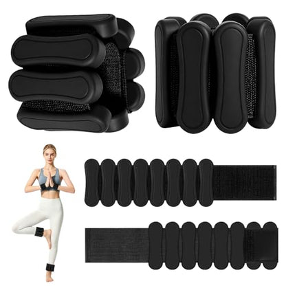 Ankle and Wrist Weights for Women & Men, Adjustable Leg & Arm Weights Set of 2 (1Lbs Each), Weighted Bangles Fits for Yoga, Pilates, Home Gym, Strength Training - color: Black