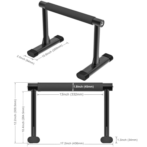 Kipika Parallette Bars for Calisthenics - Push Up & Dip Bar with Wood Handles, Rock-Free Support for Handstand, L-Sit & Home Strength Training, 600LB Capacity, 12" Height