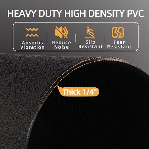 Fitvids High Density 1/4-Inch Thick Gym Equipment Mat, Non-Slip Floor Protection for Heavy Exercise, Treadmill and Bike Mat in Multiple Sizes - size: 24" x 48" (2 x 4FT)