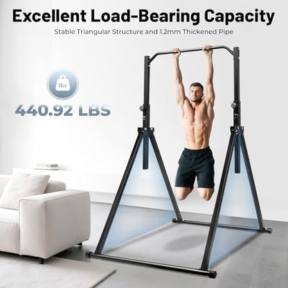 Foldable Pull Up Bar, Pull Up Dip Station For Home Gym Strength Training Equipment, Adjustable Height Home Power Tower Horizontal Bar for Sports Center School 440.92LBS Capacity