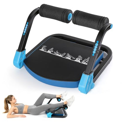 Ab Workout Machine, Adjustable Resistance Ab Trainer with Auto-Rebound, Foldable Sit Up Equipment for Full Body Workout, Core, Arms & Legs Training for Home Gym