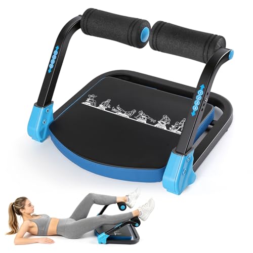Ab Workout Machine, Adjustable Resistance Ab Trainer with Auto-Rebound, Foldable Sit Up Equipment for Full Body Workout, Core, Arms & Legs Training for Home Gym