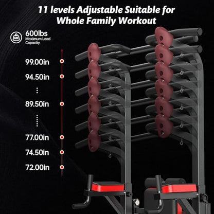 Pull Up Bar Power Tower Dip Station, 450LB Adjustable Home Gym Equipment - color: Black-05