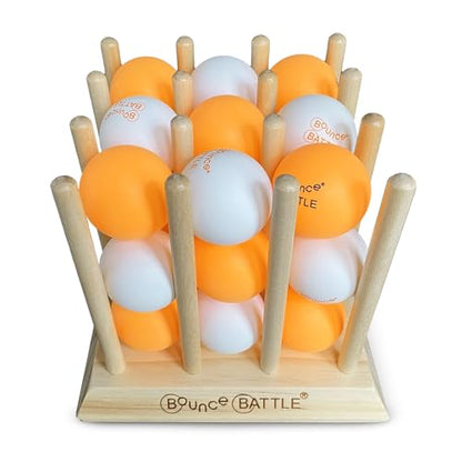 Bounce Battle Wood Edition - Fast-Paced Skill & Strategy Game, Includes 27 Balls & Wooden Cube - Kids 8+
