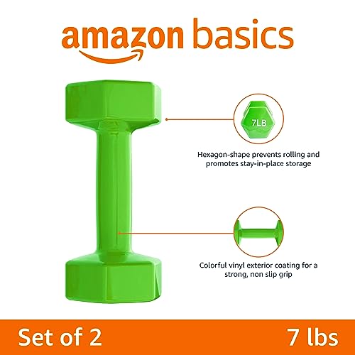 Amazon Basics Vinyl Coated Dumbbell Hand Weights - style: 7 Pounds, Pair