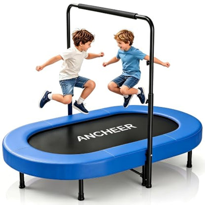 ANCHEER Trampoline for Kids, Toddler Trampoline Indoor Sports and Outdoor Games 56" Kids Rebounder 220LBS Capacity with Adjustable Safety Handrail Foldable Jumper for Boys and Girls