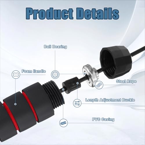 12 Pieces Jump Ropes with Ball Bearings, Adjustable Speed Jumping Rope with Foam Handles for Fitness, Exercise, Cardio Training for Men and Women, Red, Green, Black, Blue