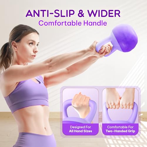 Yes4All Soft Kettlebell, PVC Strength Training Kettlebells for Women, Floor Protection & Quiet, Wide Handle, Aesthetic Soft Weights (5,10,15,20lb) for Home Gym, Fitness Beginners