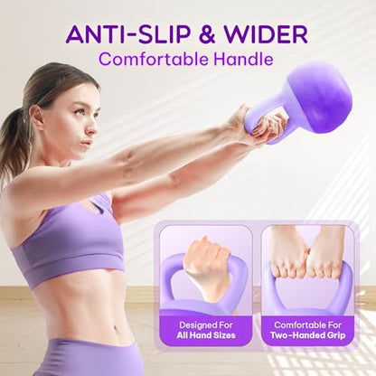 Yes4All Soft Kettlebell, PVC Strength Training Kettlebells for Women, Floor Protection & Quiet, Wide Handle, Aesthetic Soft Weights (5,10,15,20lb) for Home Gym, Fitness Beginners