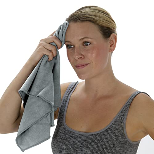 Wonder Towel - Ultra Absorbent Luxury Fitness Workout Towel, Microfiber Cooling Towel for Face and Neck, Quick Drying, Soft to Touch, Exercise at Home or Gym, Great for Yoga,16x28, Light Grey