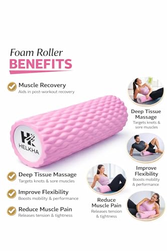 Pink Foam Roller-Medium Soft Density Muscle for Muscle Recovery, Yoga, Pilates & Physical Therapy