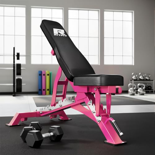 RitFit Adjustable/Foldable Utility Weight Bench for Home Gym - color: PINK
