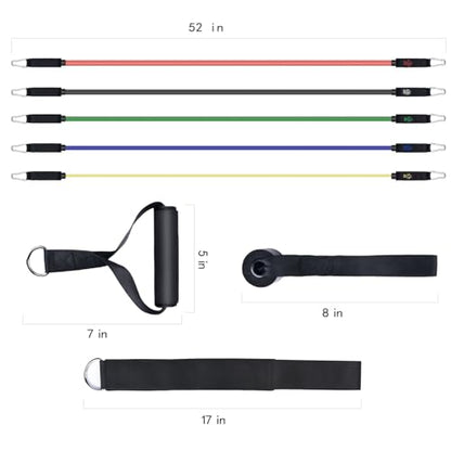 Resistance Bands, Simmgud Exercise Bands Set with Handles, Work Out Bands with Door Anchor, Ankle Straps for Strength Training, Physical Therapy, Home Gym for Men and Women, Yoga, Pilates 150 LBS
