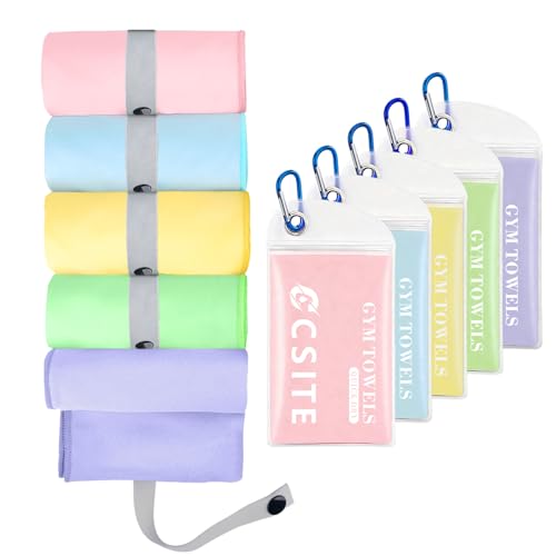 Microfiber Gym Towels - 5 Pack Highly Absorbent & Quick-Drying, Odor-Free, Sports Sweat Towels for Men & Women, Perfect for Workout, Yoga, Running, Fitness, Tennis, Swimming and Travel - color: Blue/Purple/Green/Yellow/Pink