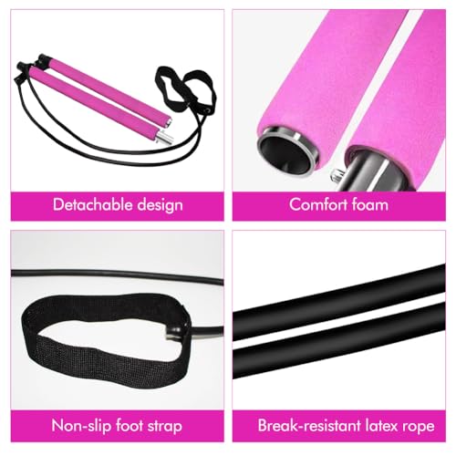 Pilates Bar Kit with Resistance Bands, at Home Workout Equipment Resistance Bands, Multifunctional Pilates Bar for Women & Men Gym Yoga Fitness Strength Training