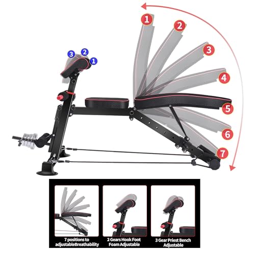 Adjustable Weight Bench Utility Workout Bench for Home Gym,Foldable Incline Decline Benches for Full Body Workout,Maximum Weight 600 Lbs