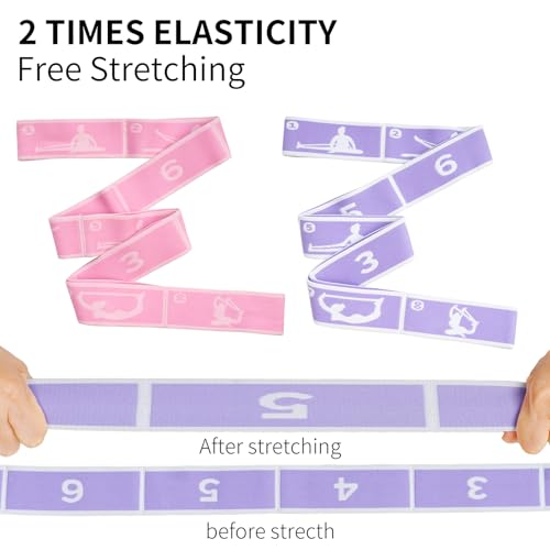 2 PCS Kids Stretching Strap - 8-Loop Adjustable Stretch Bands for Dance, Ballet, Yoga, Gymnastics Workout, Children‘s Fitness Equipment, Stretching Resistance Bands and Home Flexibility Training