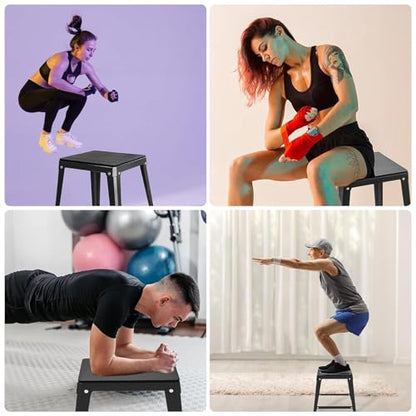 Plyometric Platform Box 12/18/24/30 Inch Steel Fitness Exercise Jump Box for Home Gym Plyometric Jumping Exercise Fit Training - style: Black 3-piece set