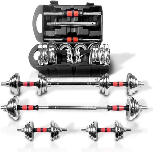Generic Adjustable Dumbbell Set 44lbs Home Gym Cast Iron Barbell Sets with Carry Box, Office Bedroom Workout Dumbbells for Men, Women, Sold as A Pair., Silver