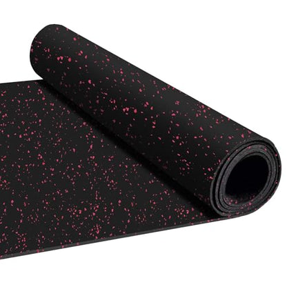 Heavy Duty Rubber Flooring Roll, 1/4" Thick EPDM Gym Rubber Mat, 6’ x 4’ Speckled Fitness Flooring for Home Gym & Garage, Non-Slip Exercise Equipment Floor Mat, Noise Reducing, Black with Red Flecks - size: 6'×4'