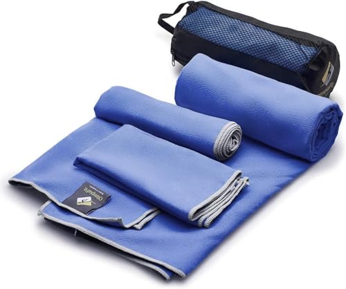 Quick Dry Towel - 3 Size Pack of Lightweight Microfiber Travel Towels w/Bag - Fast Drying Towel Set for Camping, Beach, Gym, Backpacking, Sports, Yoga & Swim Use