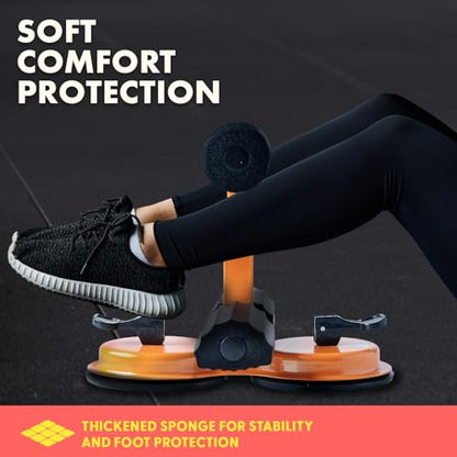 Portable Sit Up Bar Floor Holder with 2 Strong Suction Cups for Abs, Pull Up Bar, Sticky Pad, Adjustable Foot Holder for Thigh, Workout for Office Home Gym for Men and Women, Support 661 lbs